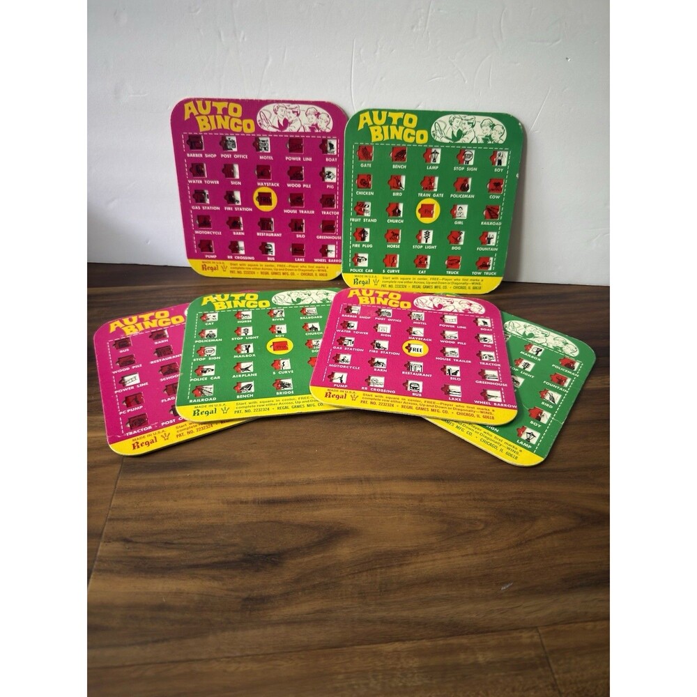 Vintage Lot Of 6 | Travel | Auto Bingo Cards | 1980’s-1990’s | Regal Games